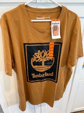 Timberland Rust Brown Logo T‑Shirt with Black Print